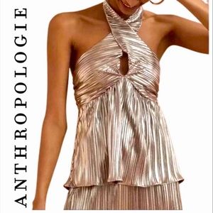 Pink Metallic Anthropologie Halter Top
